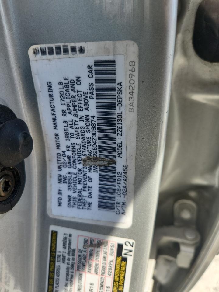 2004 Toyota Corolla Ce VIN: 1NXBR32E04Z309874 Lot: 62995245