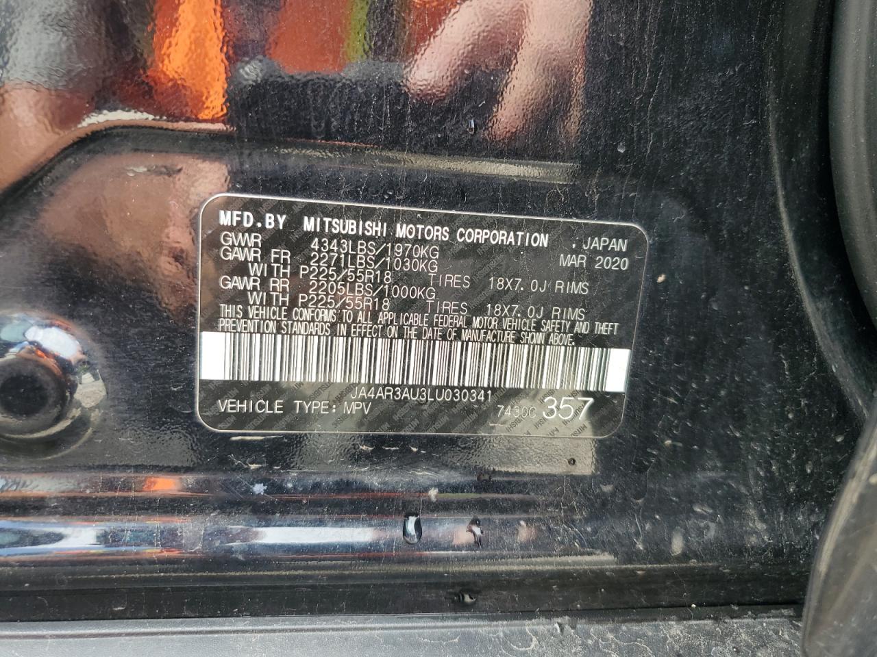 2020 Mitsubishi Outlander Sport Es VIN: JA4AR3AU3LU030341 Lot: 64264325