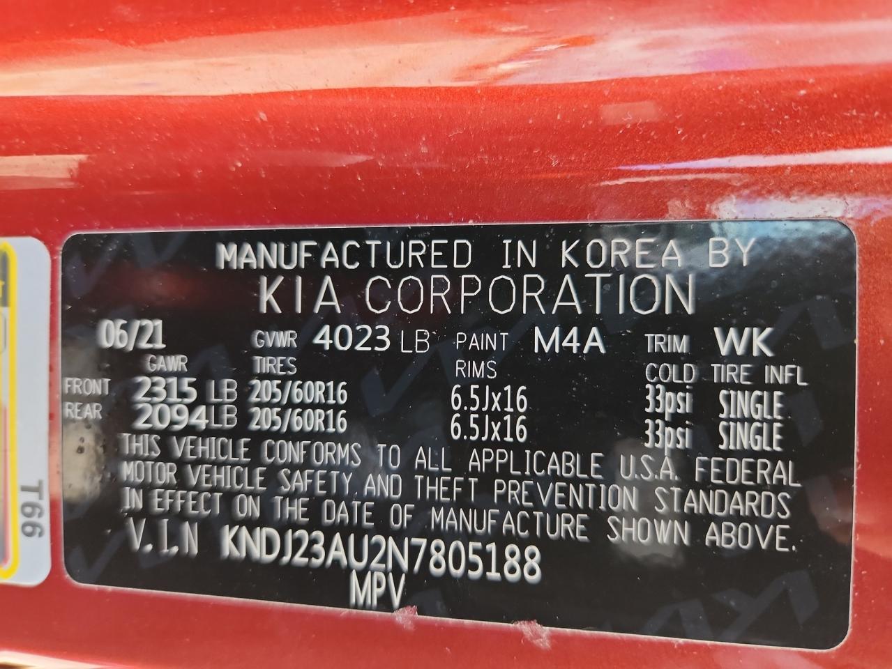 2022 Kia Soul Lx VIN: KNDJ23AU2N7805188 Lot: 63290975
