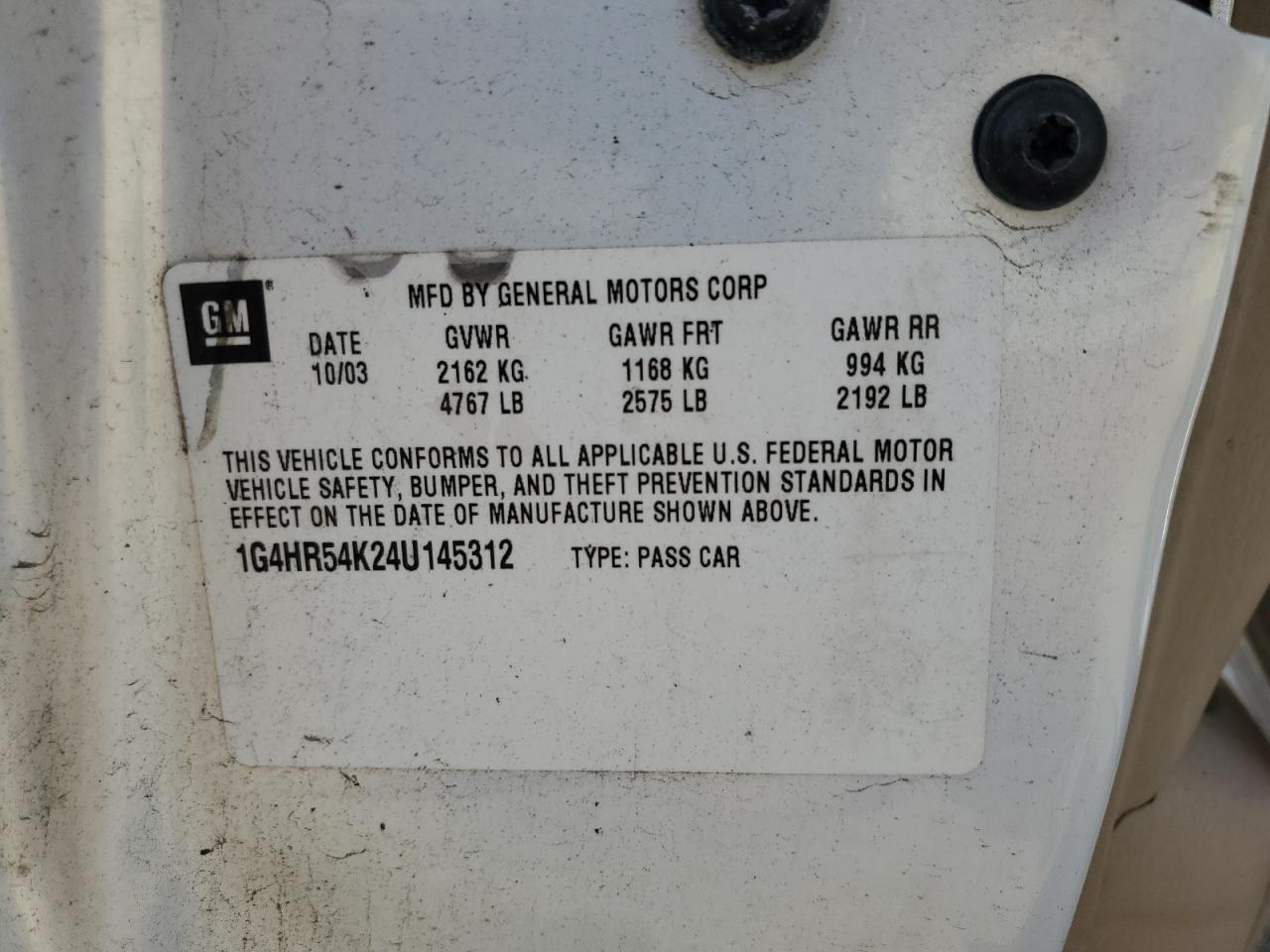 2004 Buick Lesabre Limited VIN: 1G4HR54K24U145312 Lot: 64979275