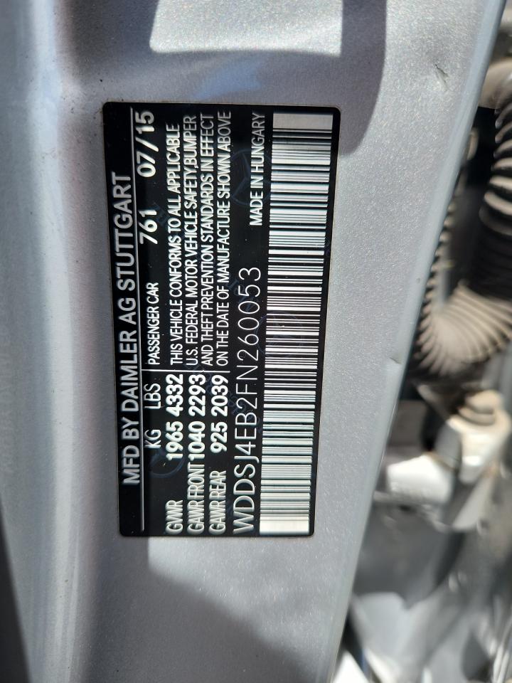 2015 Mercedes-Benz Cla 250 VIN: WDDSJ4EB2FN260053 Lot: 63081665