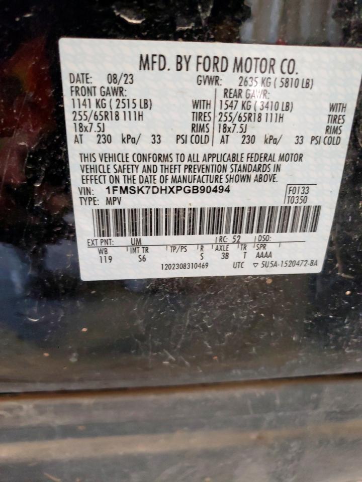 2023 Ford Explorer Xlt VIN: 1FMSK7DHXPGB90494 Lot: 64448145