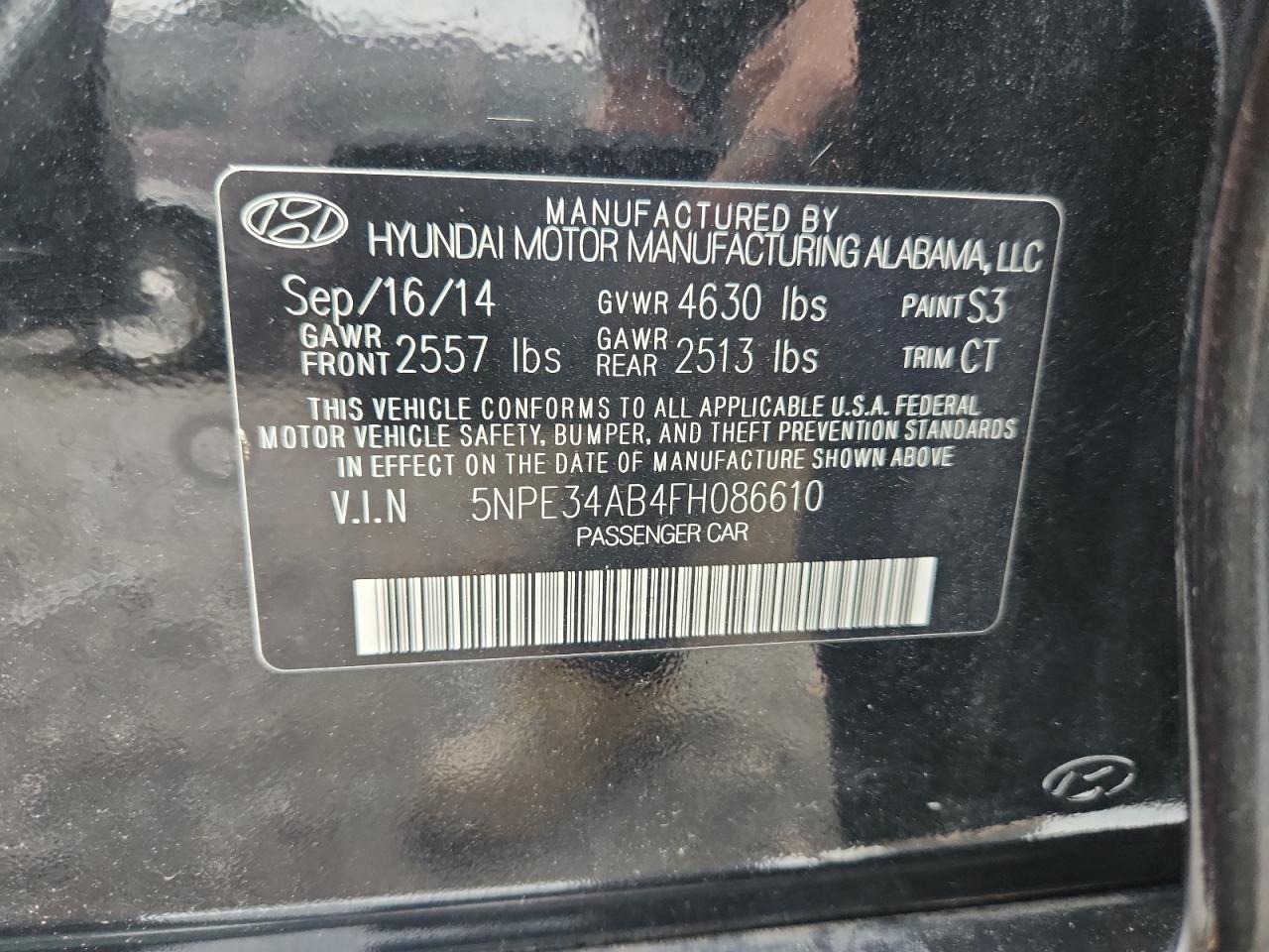 2015 Hyundai Sonata Sport VIN: 5NPE34AB4FH086610 Lot: 65420615