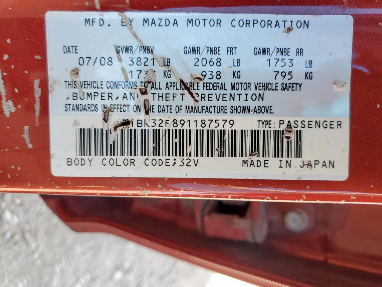 2009 Mazda 3 I VIN: JM1BK32F89118757L Lot: 66821885