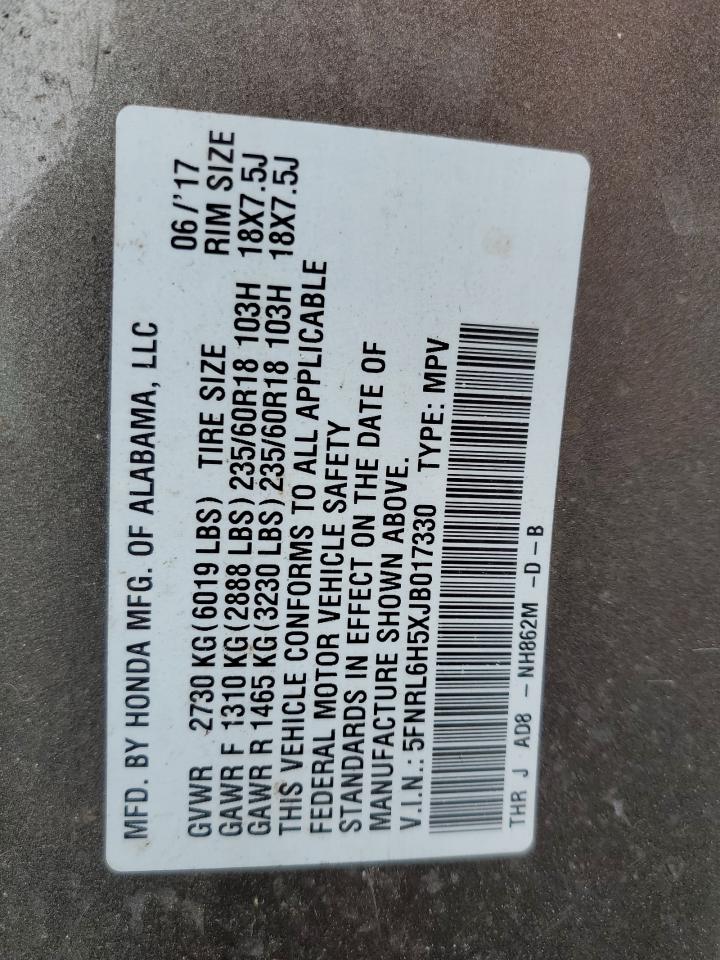 2018 Honda Odyssey Ex VIN: 5FNRL6H5XJB017330 Lot: 63470395