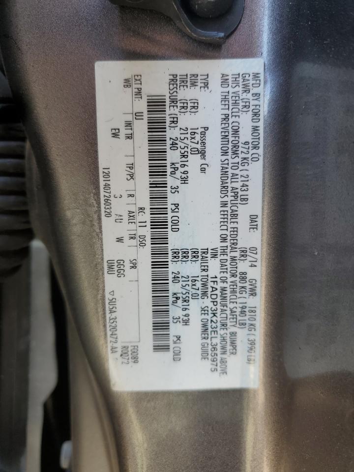 2014 Ford Focus Se VIN: 1FADP3K23EL365975 Lot: 62735675