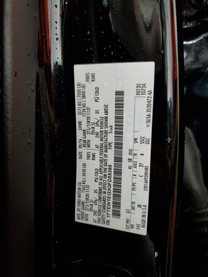 2016 Ford F150 Supercrew VIN: 1FTEW1EG3GFD55395 Lot: 66633005