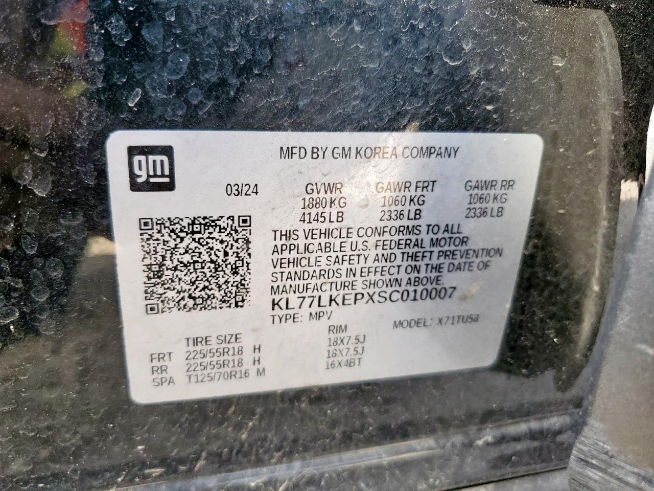 2025 Chevrolet Trax Activ VIN: KL77LKEPXSC010007 Lot: 66934595