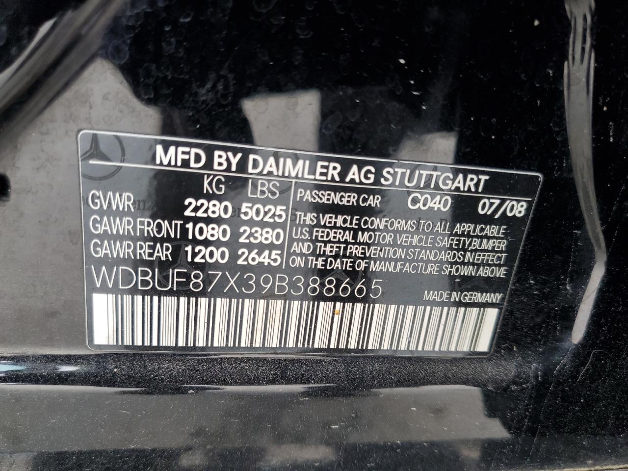 WDBUF87X39B388665 2009 Mercedes-Benz E 350 4Matic