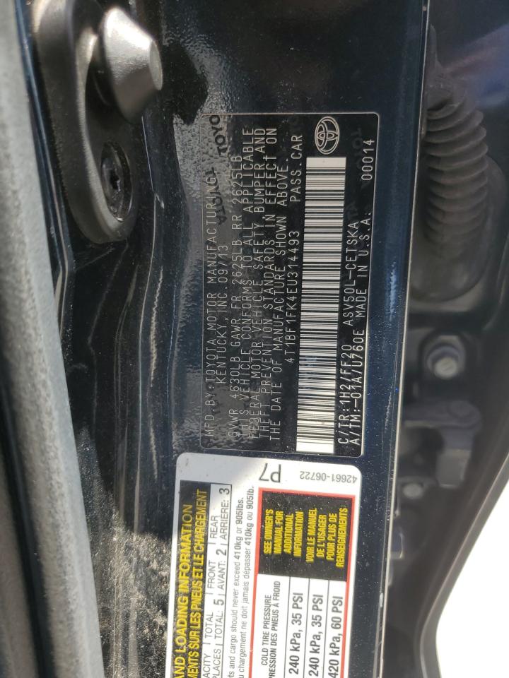 2014 Toyota Camry L VIN: 4T1BF1FK4EU314493 Lot: 66103605