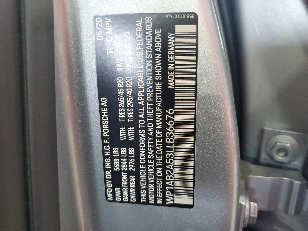 2020 Porsche Macan S VIN: WP1AB2A53LLB36676 Lot: 64854205