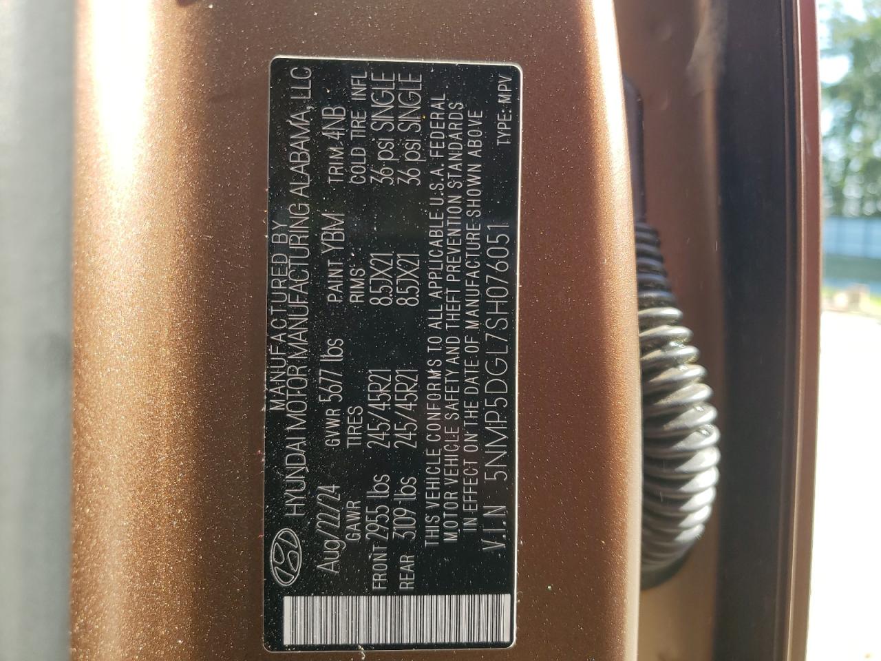 5NMP5DGL7SH076051 2025 Hyundai Santa Fe Calligraphy