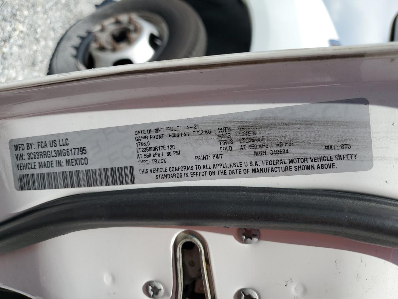 2021 Ram 3500 Tradesman VIN: 3C63RRGL3MG617795 Lot: 63784785