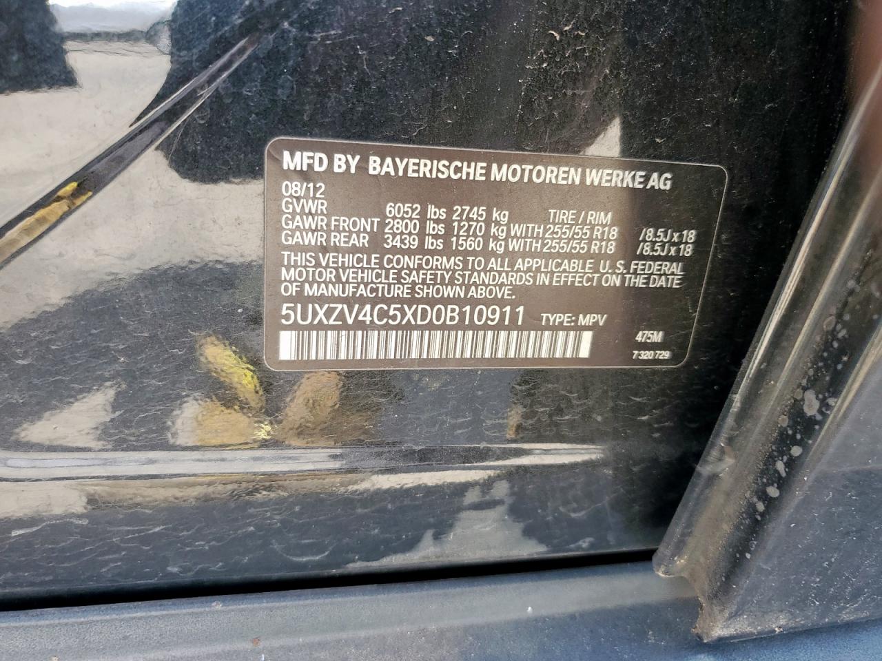 2013 BMW X5 xDrive35I VIN: 5UXZV4C5XD0B10911 Lot: 59777795