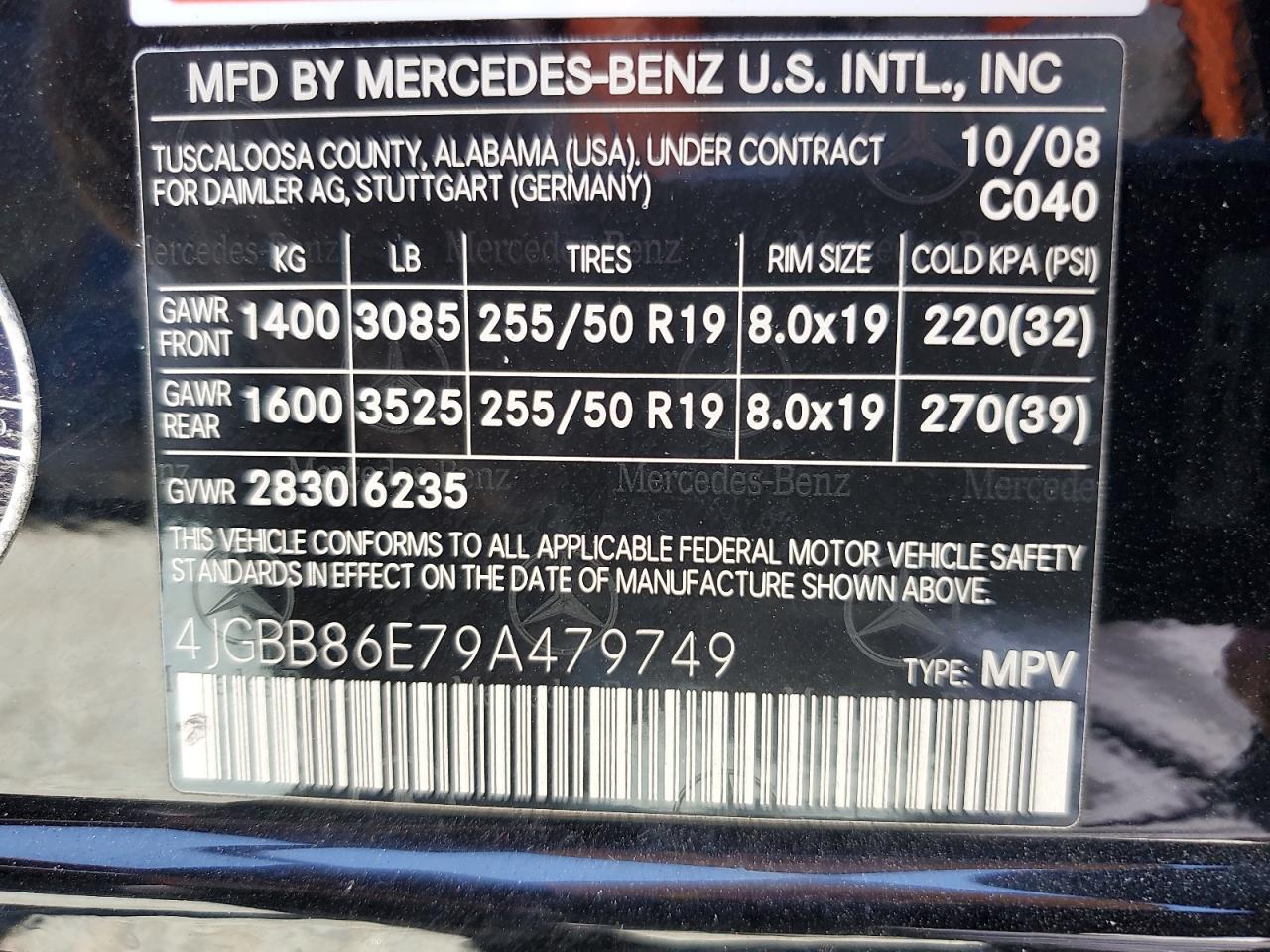 2009 Mercedes-Benz Ml 350 VIN: 4JGBB86E79A479749 Lot: 63513185