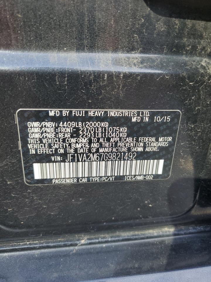 2016 Subaru Wrx Sti VIN: JF1VA2M67G9821492 Lot: 64107185