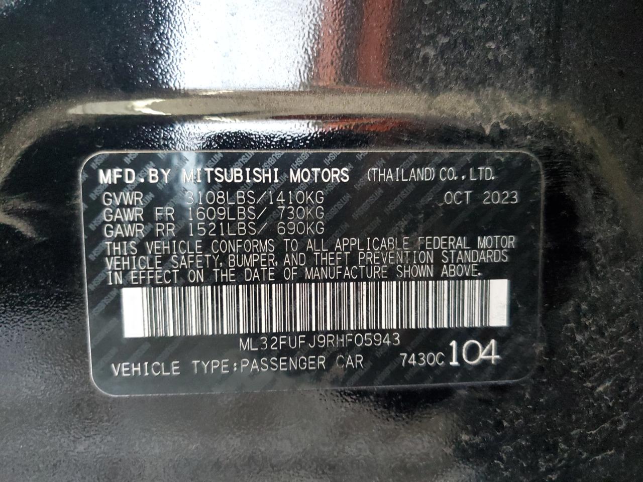 2024 Mitsubishi Mirage G4 Es VIN: ML32FUFJ9RHF05943 Lot: 64965405