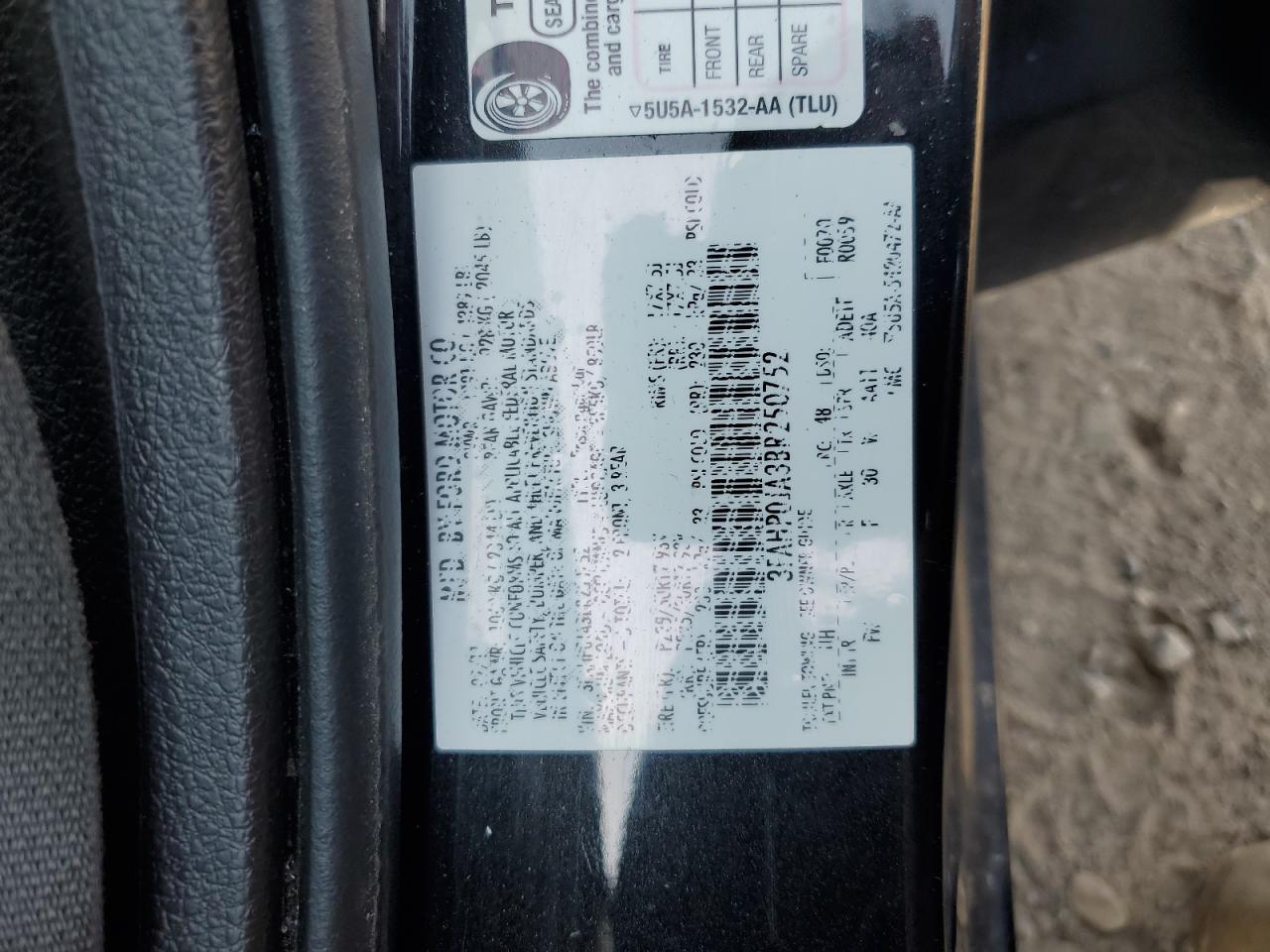 2011 Ford Fusion Sel VIN: 3FAHP0JA3BR250752 Lot: 64755425