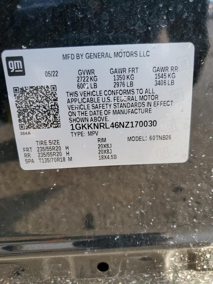 2022 GMC Acadia Sle VIN: 1GKKNRL46NZ170030 Lot: 64579025