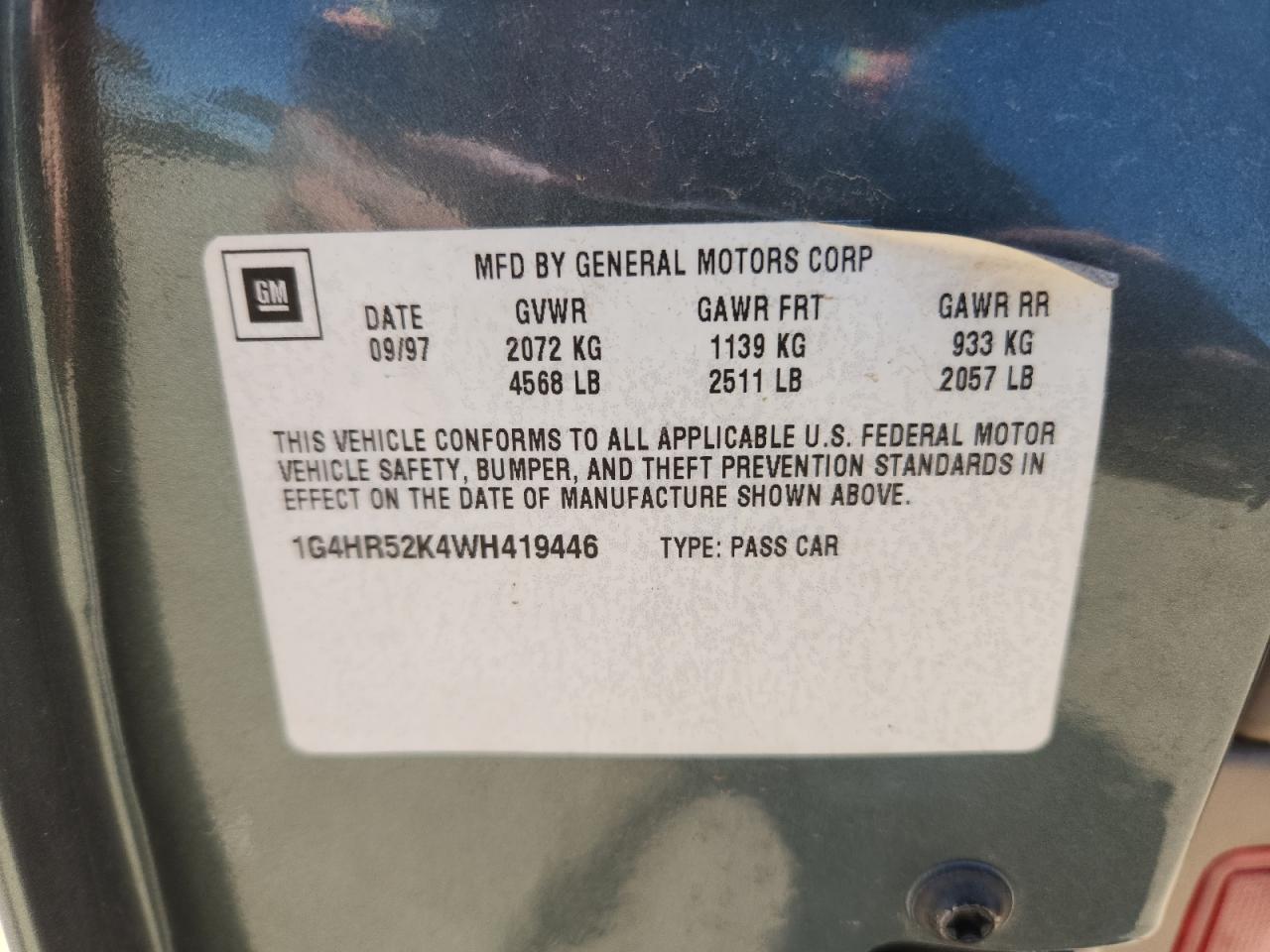 1998 Buick Lesabre Limited VIN: 1G4HR52K4WH419446 Lot: 64082395