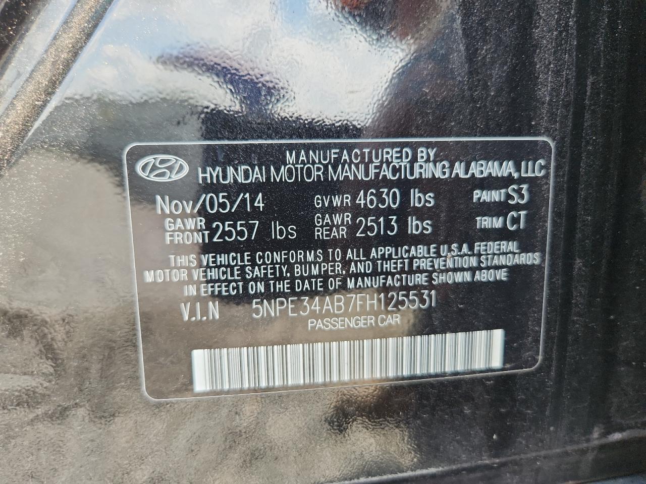 2015 Hyundai Sonata Sport VIN: 5NPE34AB7FH125531 Lot: 64478465