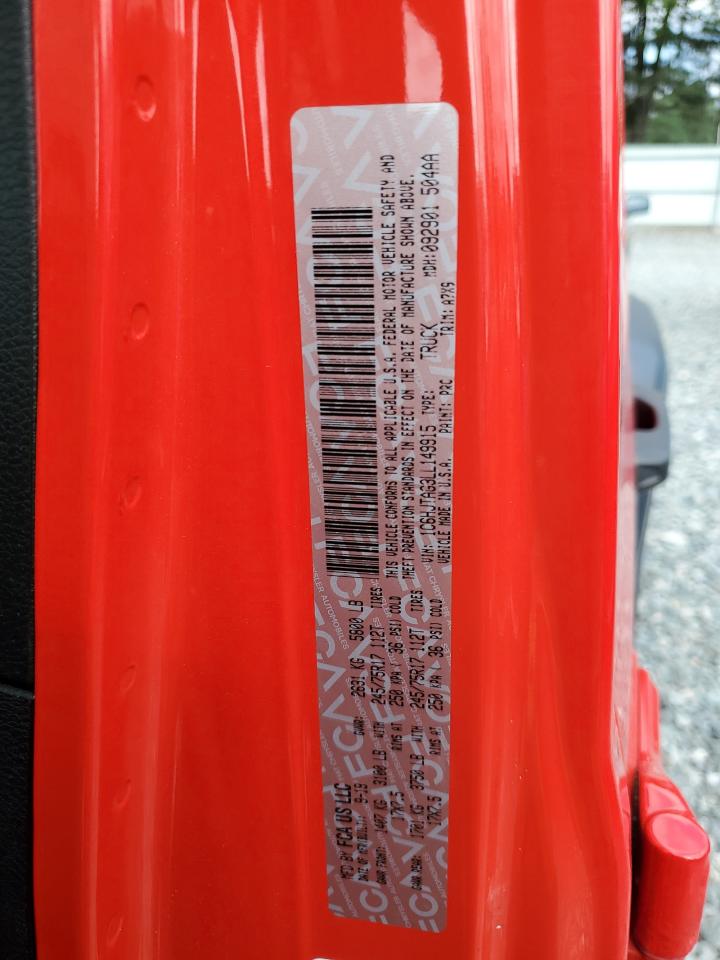 2020 Jeep Gladiator Sport VIN: 1C6HJTAG3LL149915 Lot: 62252205