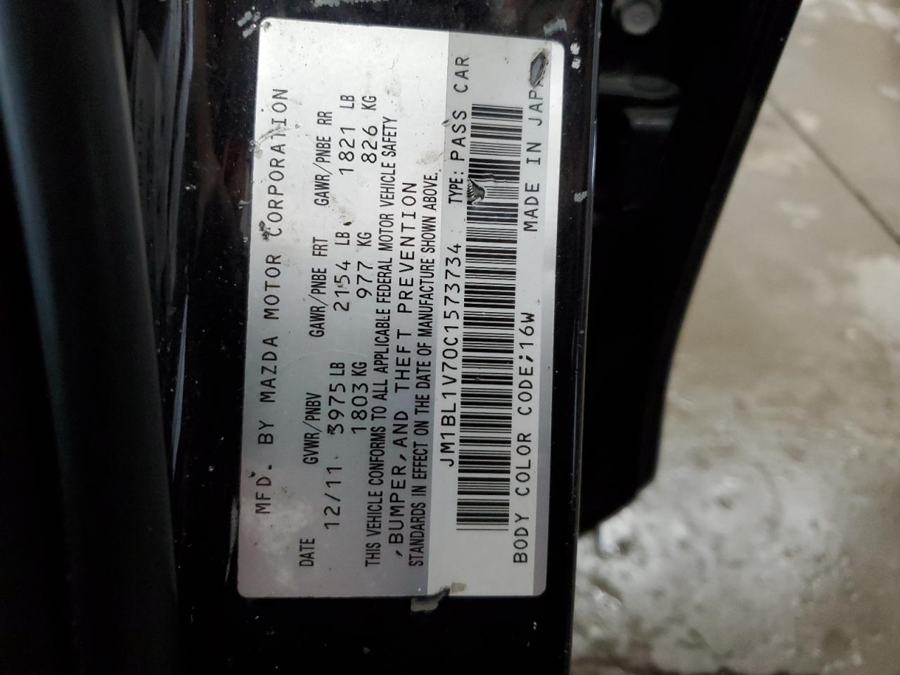 2012 Mazda 3 I VIN: JM1BL1V70C1573734 Lot: 64296415