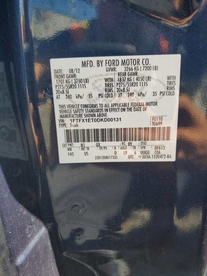 2013 Ford F150 Super Cab VIN: 1FTFX1ET0DKD00131 Lot: 65173425
