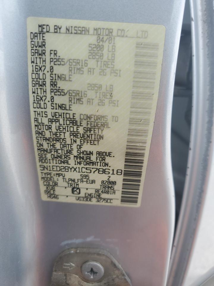 5n1ed28yx1c578618 5N1ED28YX1C578618 2001 Nissan Xterra Xe