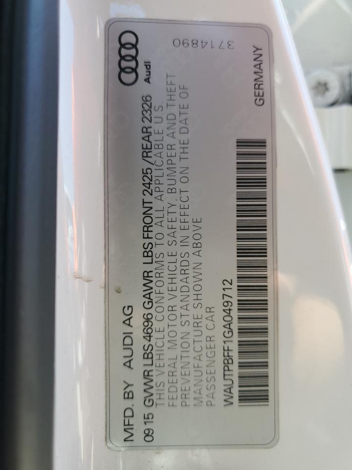 2016 Audi A3 E-Tron Premium Plus VIN: WAUTPBFF1GA049712 Lot: 64690855