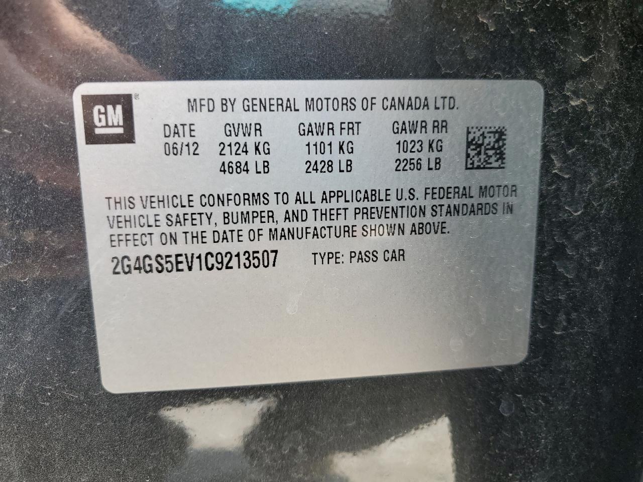2012 Buick Regal Premium VIN: 2G4GS5EV1C9213507 Lot: 63421655