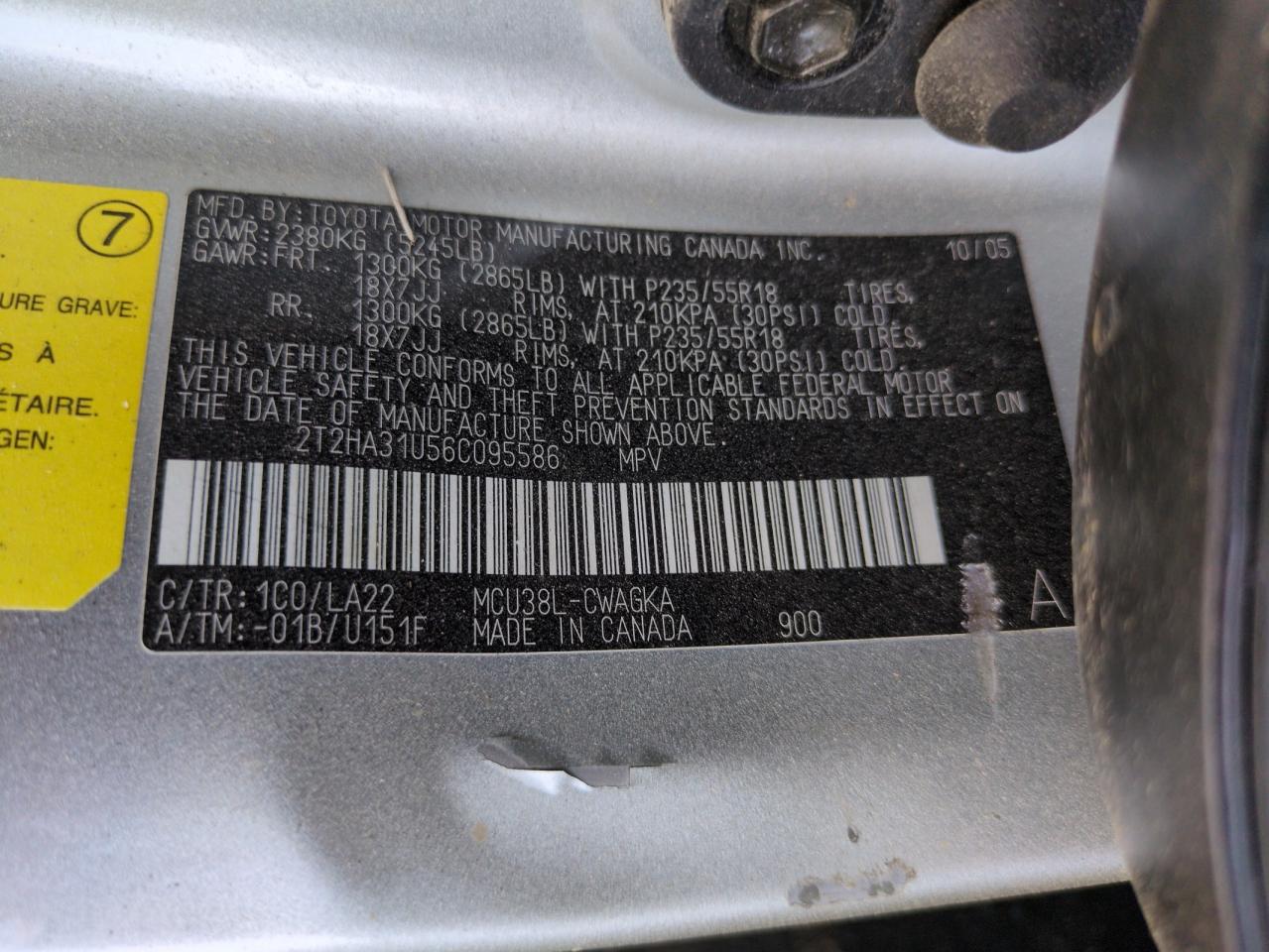 2006 Lexus Rx 330 VIN: 2T2HA31U56C095586 Lot: 66735115