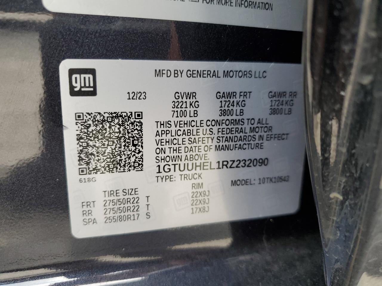 2024 GMC Sierra K1500 Denali Ultimate VIN: 1GTUUHEL1RZ232090 Lot: 64926855