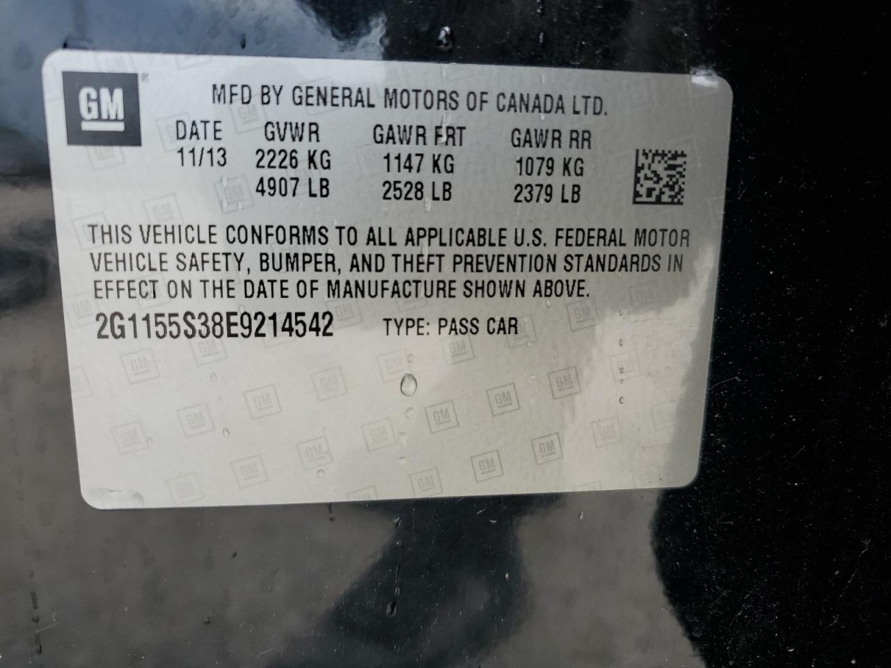 2014 Chevrolet Impala Ltz VIN: 2G1155S38E9214542 Lot: 64417315
