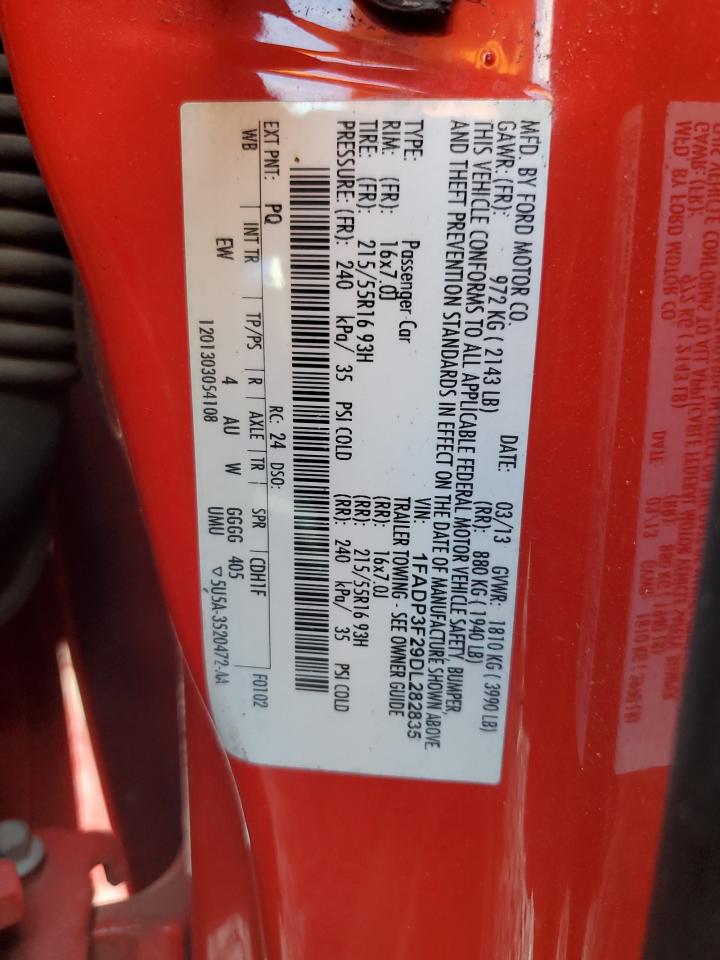 2013 Ford Focus Se VIN: 1FADP3F29DL282835 Lot: 62412375