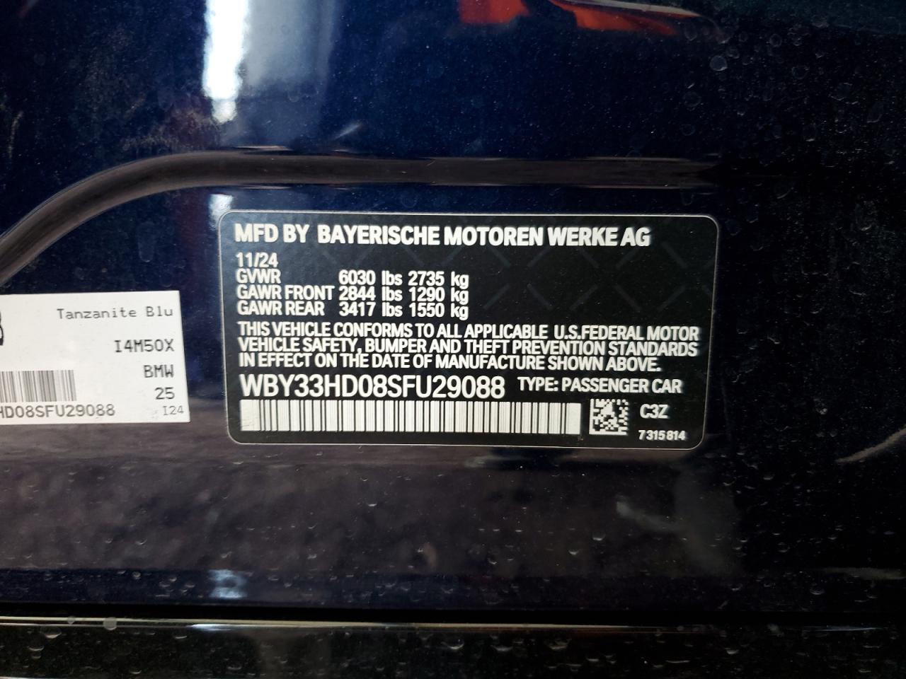 2025 BMW I4 M50 VIN: WBY33HD08SFU29088 Lot: 66045505