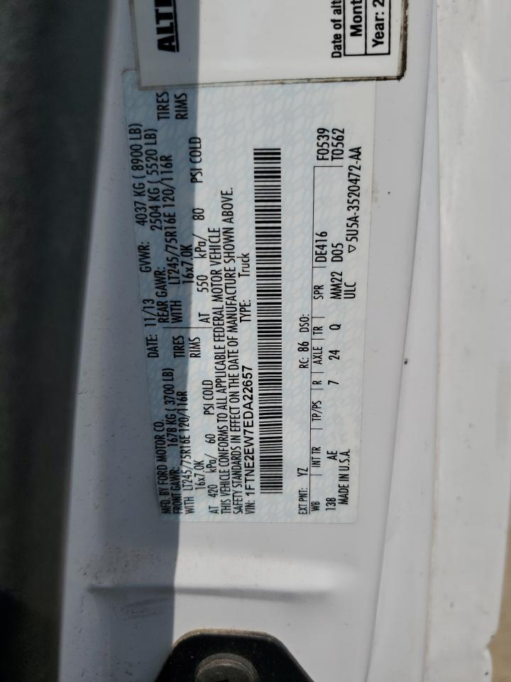 2014 Ford Econoline E250 Van VIN: 1FTNE2EW7EDA22657 Lot: 65797355