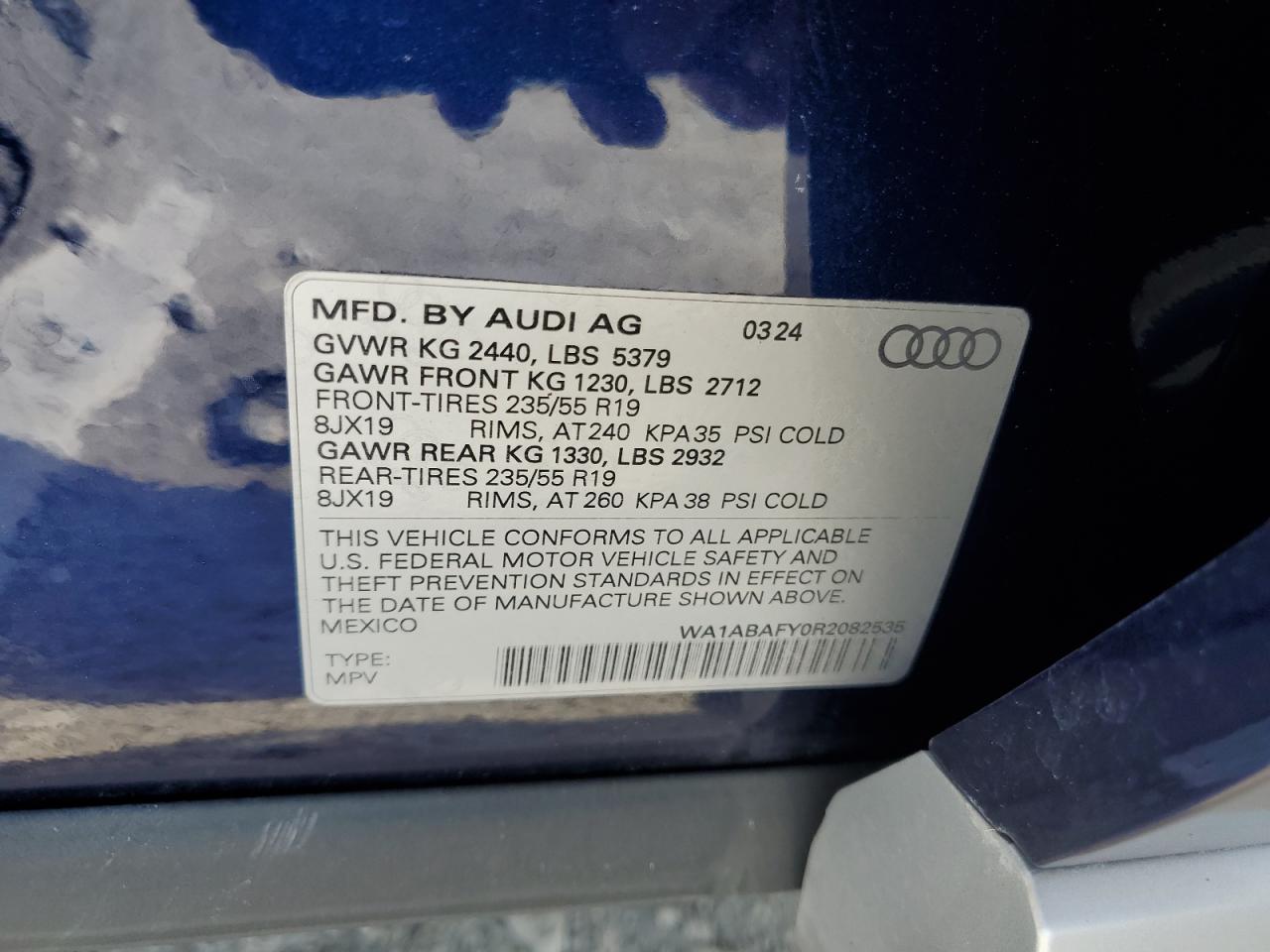 2024 Audi Q5 Premium 40 VIN: WA1ABAFY0R2082535 Lot: 63389605