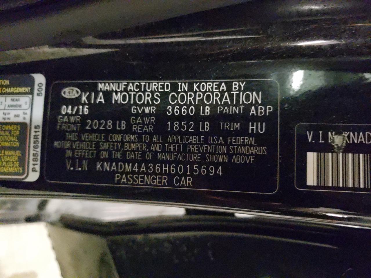 2017 Kia Rio Lx VIN: KNADM4A36H6015694 Lot: 64444775