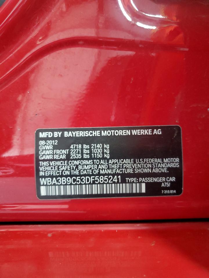 2013 BMW 335 Xi VIN: WBA3B9C53DF585241 Lot: 66697235