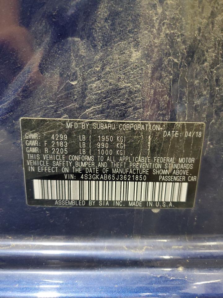 2018 Subaru Impreza Premium VIN: 4S3GKAB65J3621850 Lot: 63196235