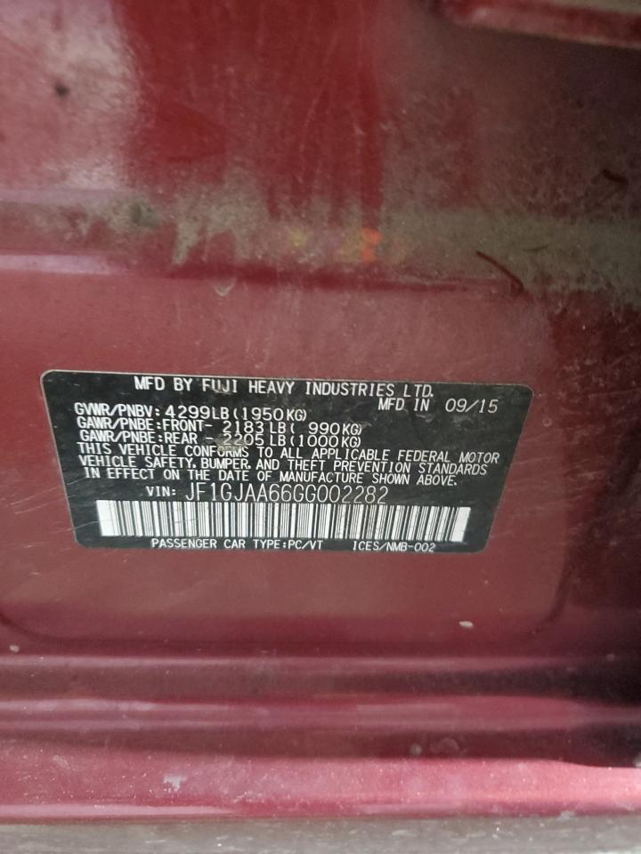 2016 Subaru Impreza VIN: JF1GJAA66GG002282 Lot: 63865295