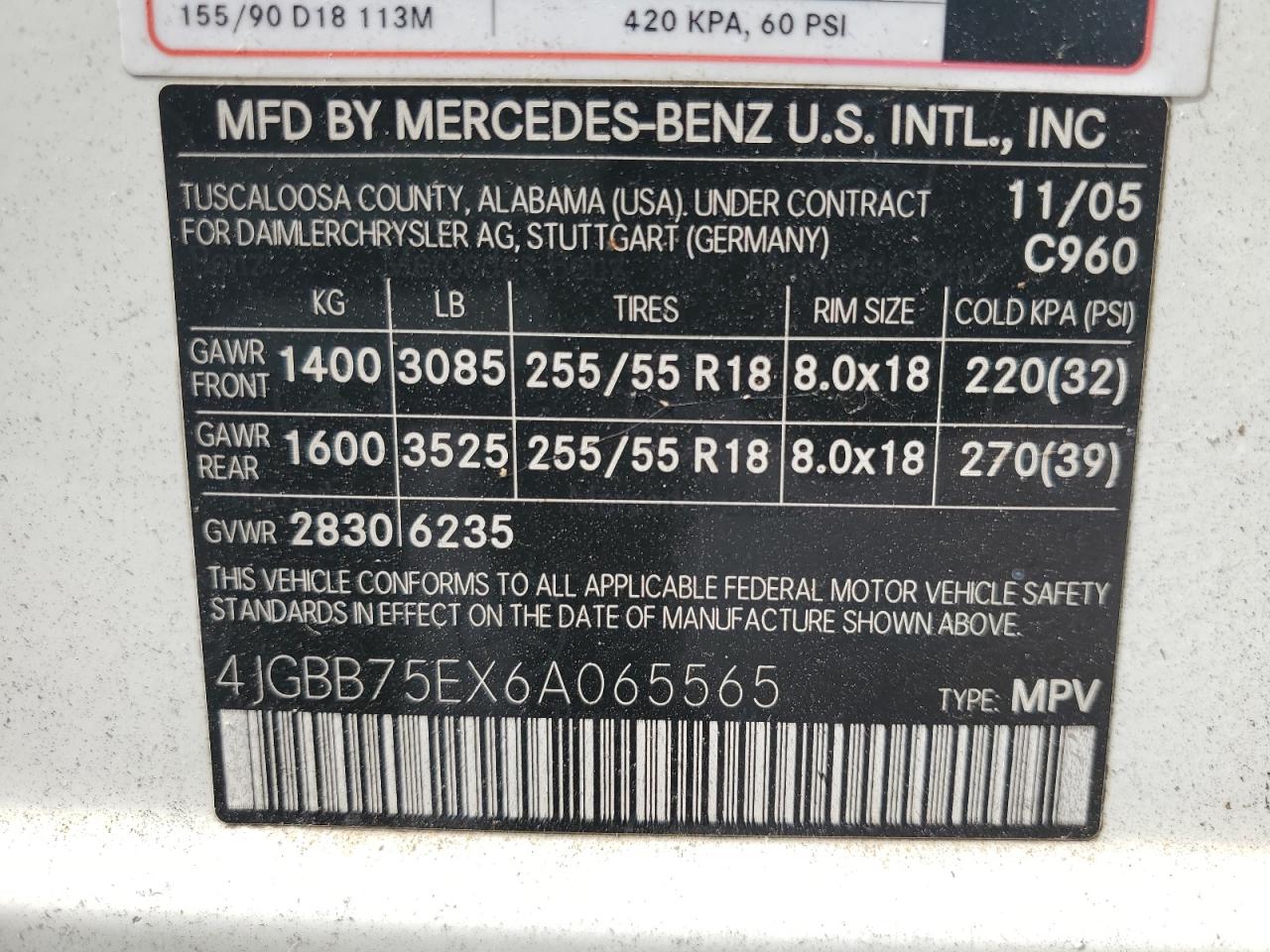 2006 Mercedes-Benz Ml 500 VIN: 4JGBB75EX6A065565 Lot: 65544095