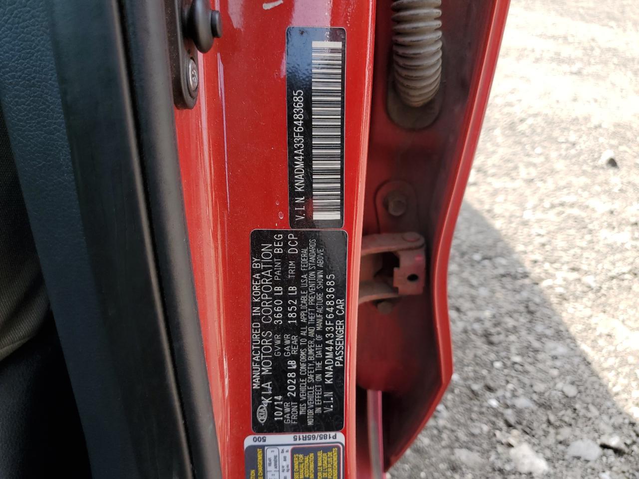 2015 Kia Rio Lx VIN: KNADM4A33F6483685 Lot: 64181745