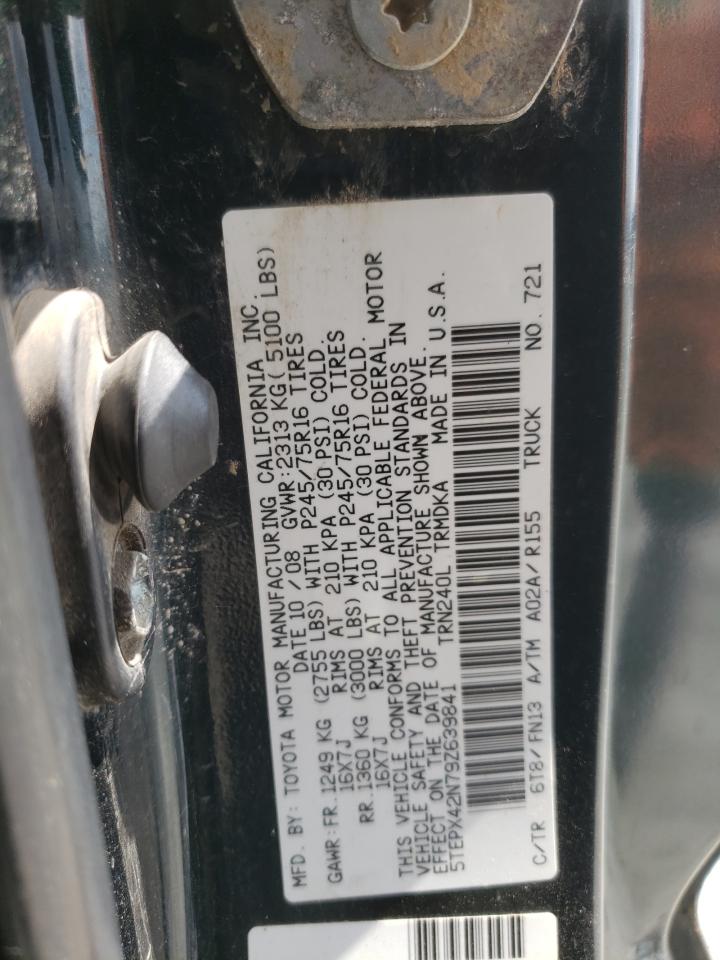 2009 Toyota Tacoma VIN: 5TEPX42N79Z639841 Lot: 64628285