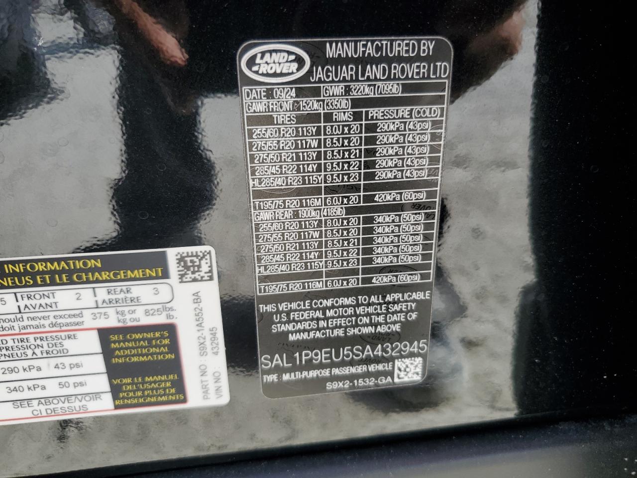 2025 Land Rover Range Rover Sport Se VIN: SAL1P9EU5SA432945 Lot: 66914165