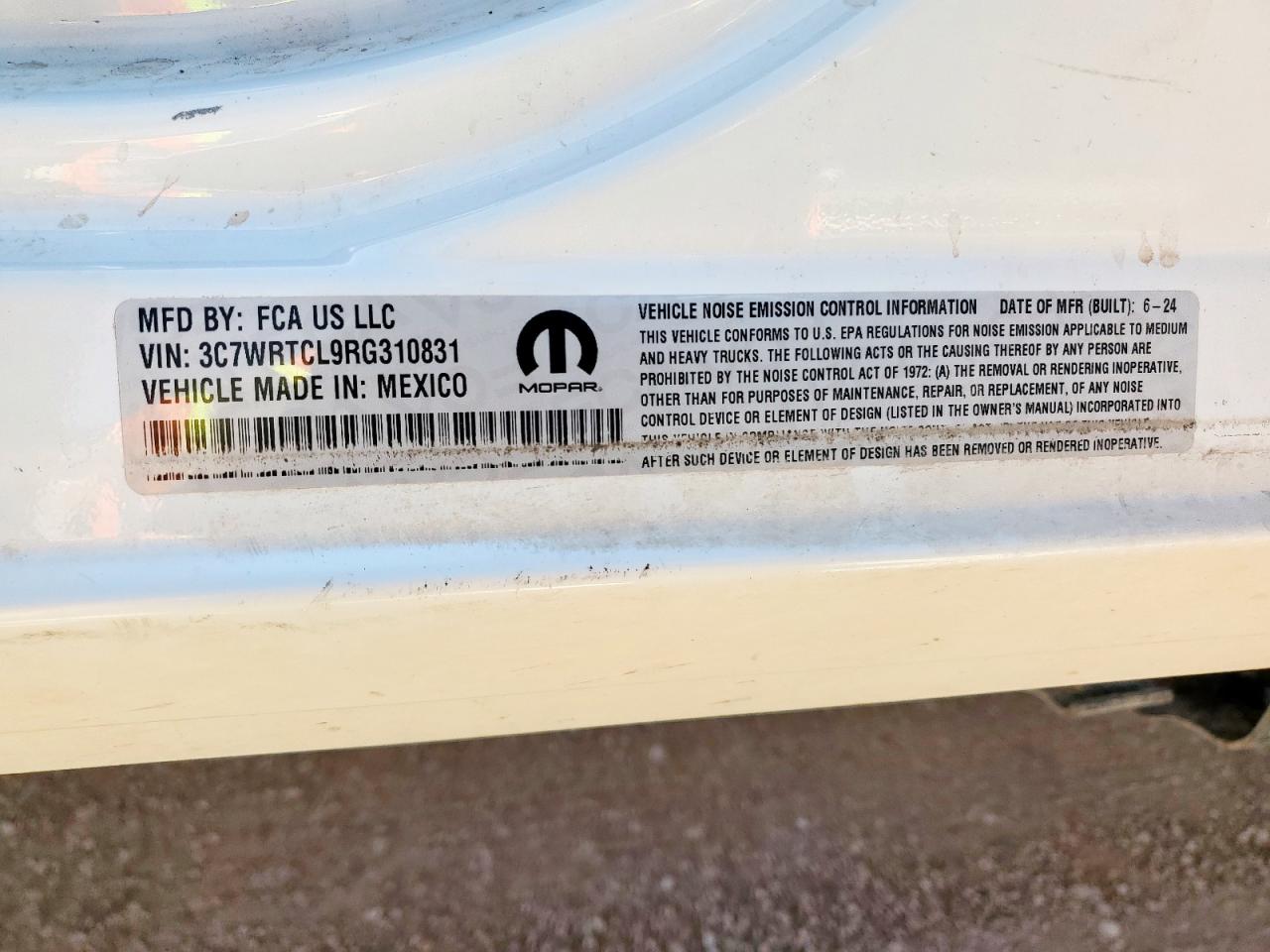 2024 Ram 3500 VIN: 3C7WRTCL9RG310831 Lot: 64944585