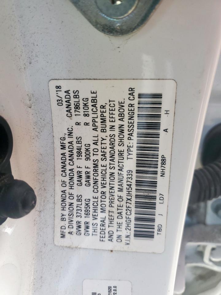 2018 Honda Civic Ex VIN: 2HGFC2F7XJH547339 Lot: 65608435