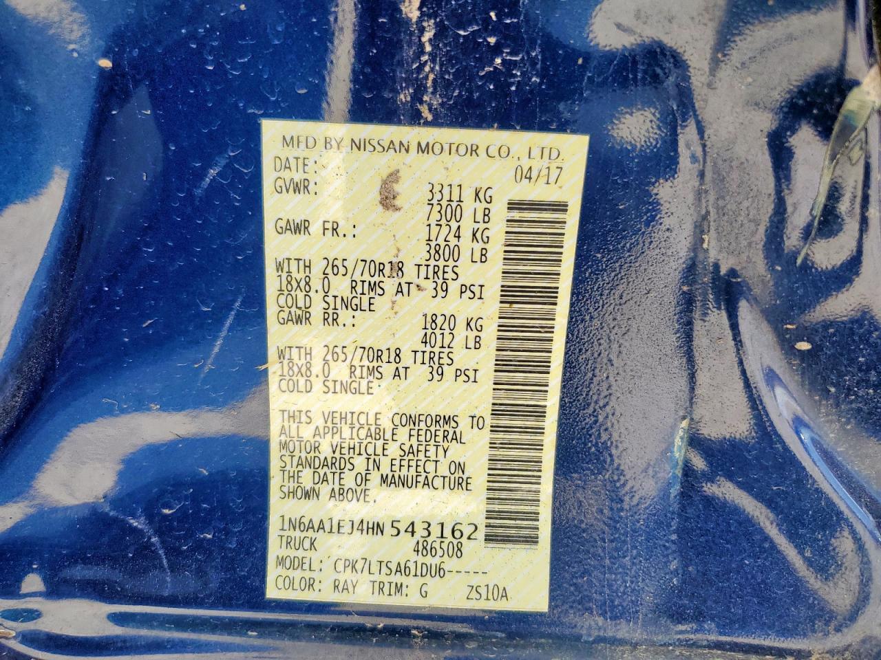 2017 Nissan Titan S VIN: 1N6AA1EJ4HN543162 Lot: 66117825