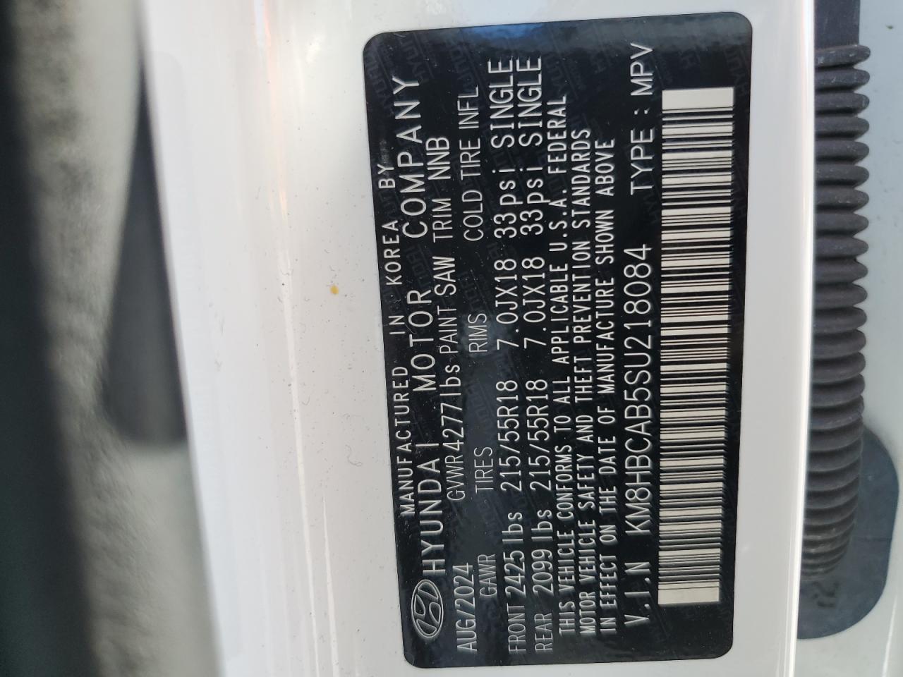 2025 Hyundai Kona Sel VIN: KM8HBCAB5SU218084 Lot: 62931285